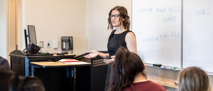 female teacher in class